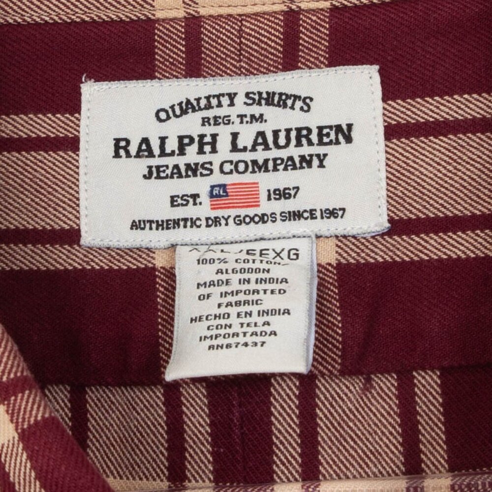 Ralph Lauren Jeans Company Mens Plaid Button‎ Down Shirt Size XXL Long Sleeve - Picture 4 of 6